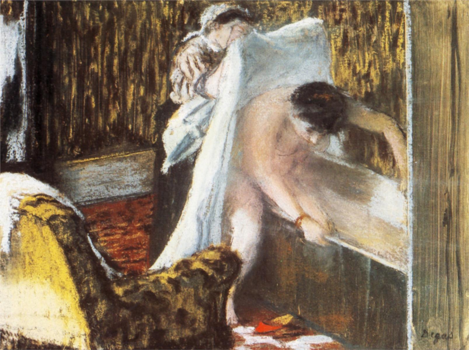 Эдгар Дега. "Женщина, вылезающая из ванны". 1877.